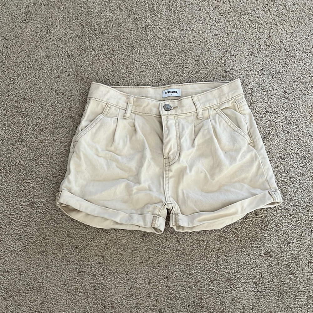 Girls denim shorts. Size: 12. Color: Cream.